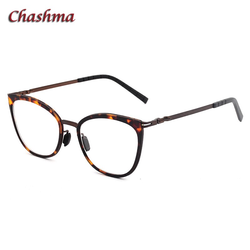 Chashma Ochki Women's Full Rim Square Cat Eye Acetate Alloy Eyeglasses 8907 Full Rim Chashma Ochki C2 Leopard  