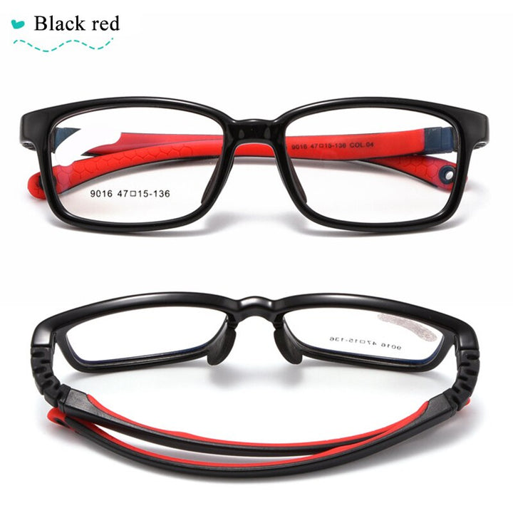 Bclear Children's Unisex TR 90 Titanium Full Rim Eyeglasses 9016 Full Rim Bclear black red  