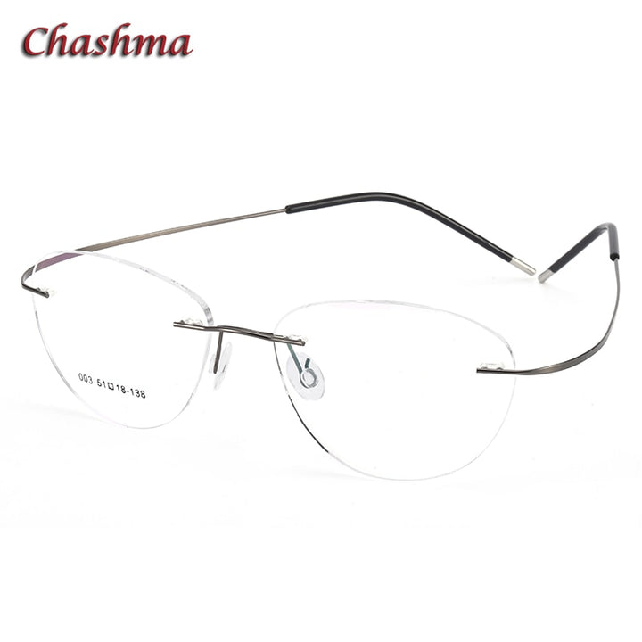 Chashma Ochki Unisex Rimless Triangle Cat Eye Titanium Eyeglasses Tinted Lenses 60742 Rimless Chashma Ochki Gray Clear  