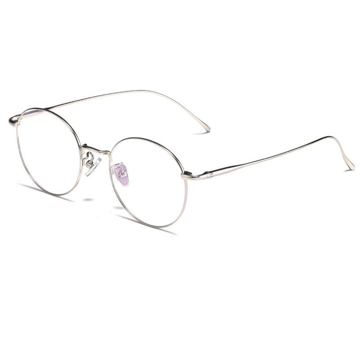 Unisex Eyeglasses Pure Titanium Round Retro Glasses 3216 Frame Gmei Optical Silver  