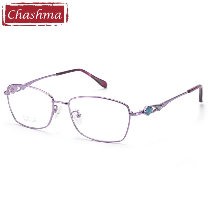 Women's Titanium Full Rim Frame Eyeglasses 9100 Full Rim Chashma Purple  