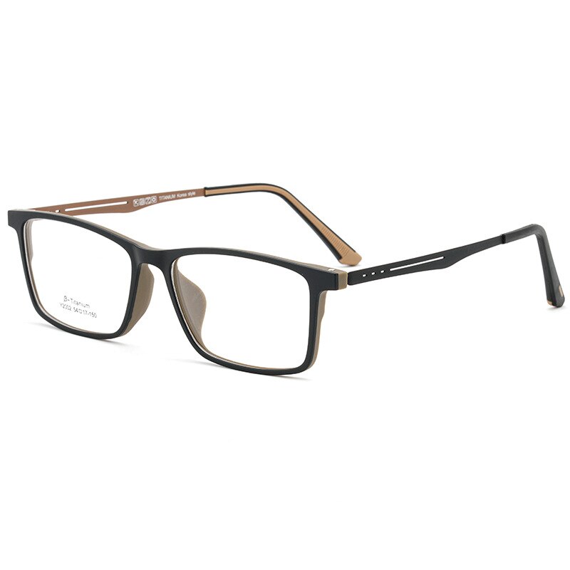 KatKani Men's Full Rim β Titanium TR 90 Resin Frame Eyeglasses Y2002 Full Rim KatKani Eyeglasses Black Brown  