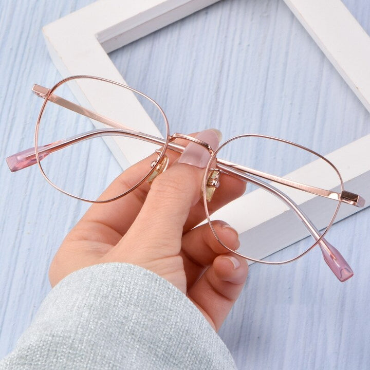 Yimaruili Unisex Full Rim Titanium Frame Eyeglasses T3929 Full Rim Yimaruili Eyeglasses Rose Gold  