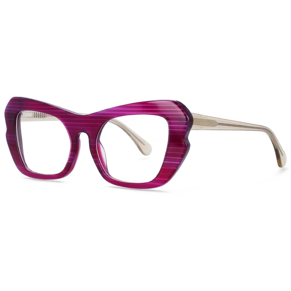 CCSpace Unisex Full Rim Oversized Square Cat Eye Acetate Frame Eyeglasses 54059 Full Rim CCspace Purple  