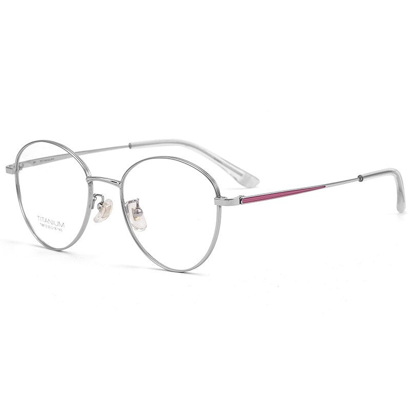 Yimaruili Unisex Full Rim Round β Titanium Frame Eyeglasses 8810 Full Rim Yimaruili Eyeglasses Silver China 