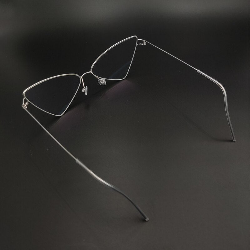 Women's Handcrafted Stainless Steel Triangle Frame Eyeglasses Customizable Lenses Frame Yujo   