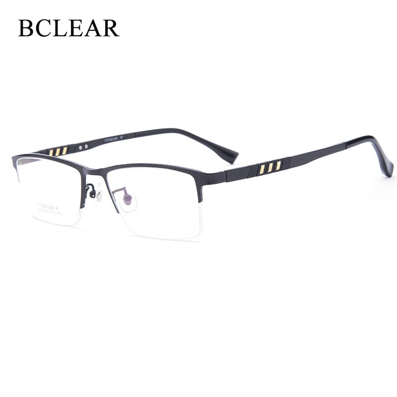 Men's Semi Rim Titanium Frame Eyeglasses Lb079 Semi Rim Bclear   