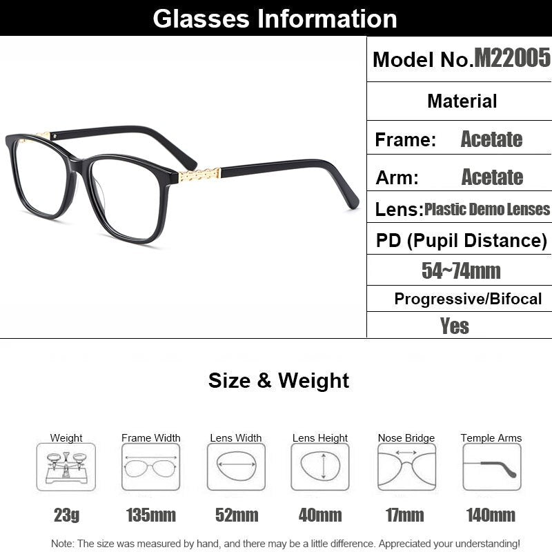 Women's Eyeglasses Acetate Glasses Frame Square M22005 Frame Gmei Optical   