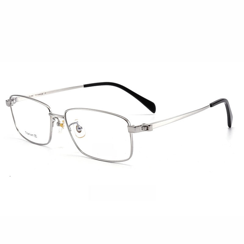 Hotochki Men's Full Rim Titanium Frame Eyeglasses 8357 Full Rim Hotochki Silver  