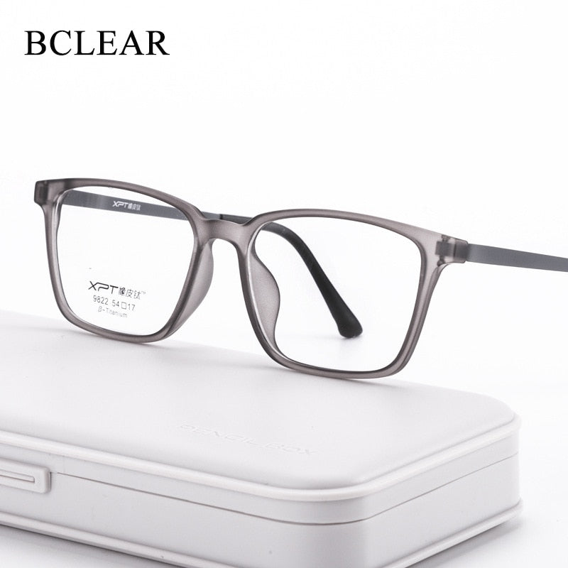 Unisex Full Rim Square Plastic Titanium Frame Eyeglasses Yy9822 Full Rim Bclear   
