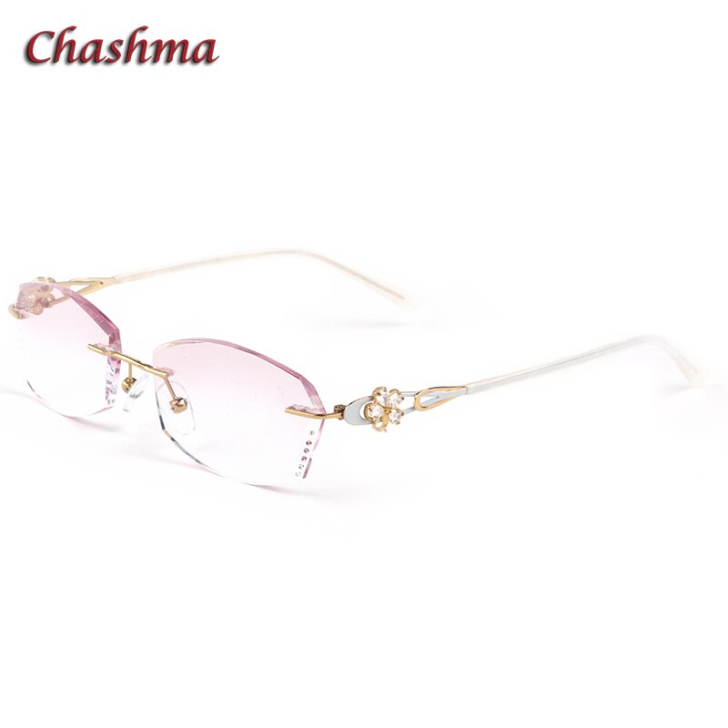 Chashma Ochki Women's Rimless Oval Rectangle Titanium Eyeglasses 2889c Tinted Lenses Rimless Chashma Ochki Default Title  
