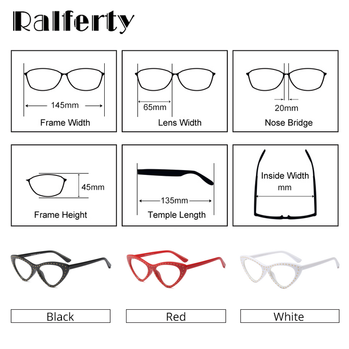 Ralferty Women's Full Rim Oval Cat Eye Acetate Eyeglasses F95130 Full Rim Ralferty   