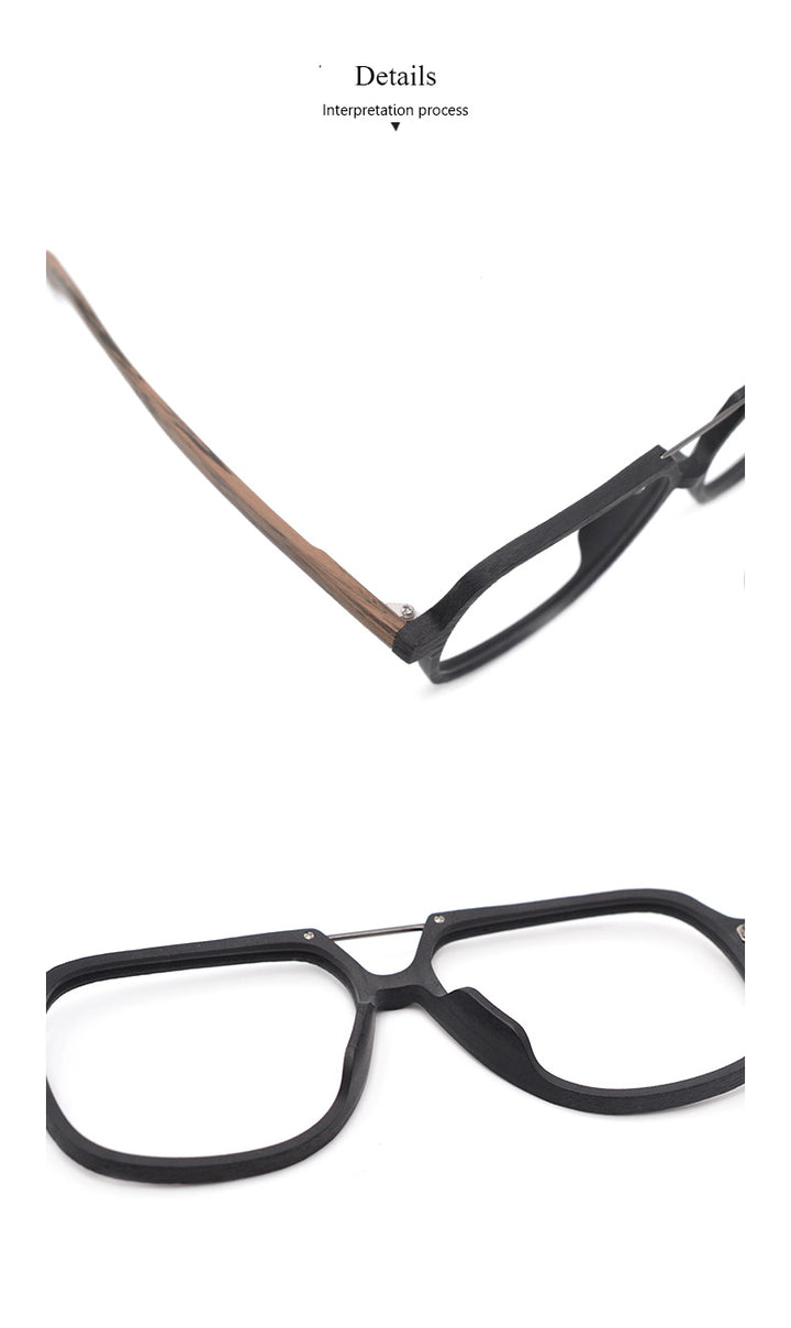 Hdcrafter Unisex Full Rim Square Oversized Wood Eyeglasses Ps8210 Full Rim Hdcrafter Eyeglasses   