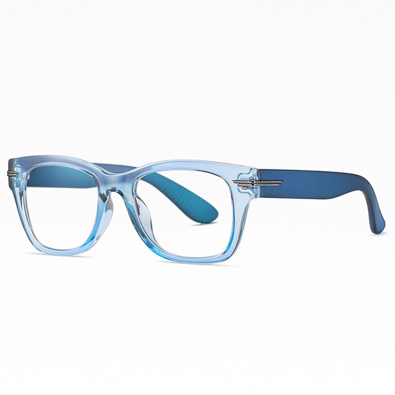 Hotochki Unisex Full Rim Plastic Frame Eyeglasses Tr3393 Full Rim Hotochki Transparent BlueC120  