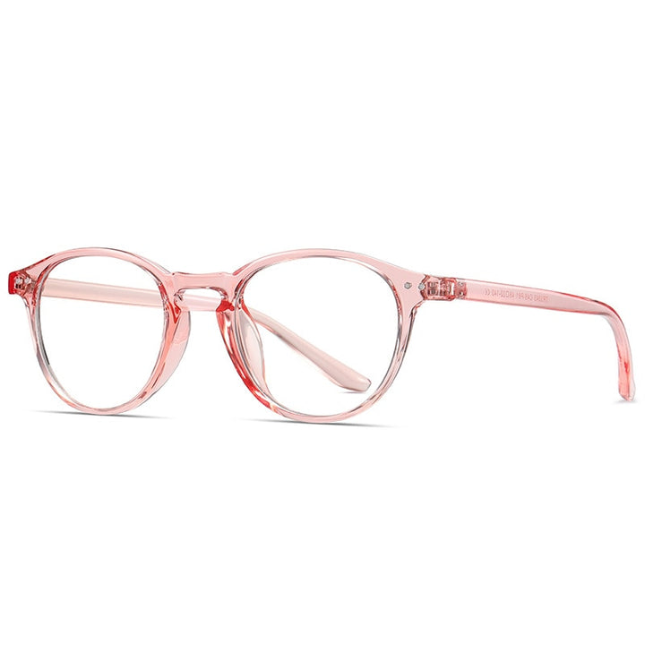 Reven Jate 2318 Tr-90 Unisex Eyeglasses Full Rim Flexible Full Rim Reven Jate transparent-pink  