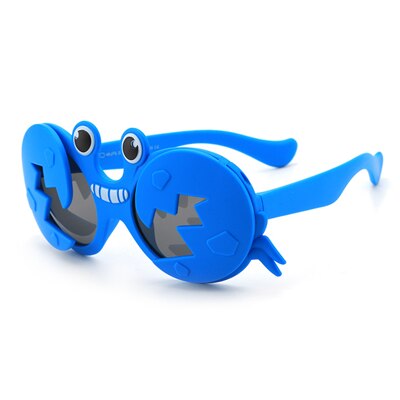 Ralferty Kids' Sunglasses Cartoons Crab Flip Up Unbreakable K8265 Sunglasses Ralferty C33Blue With Glasses Case 