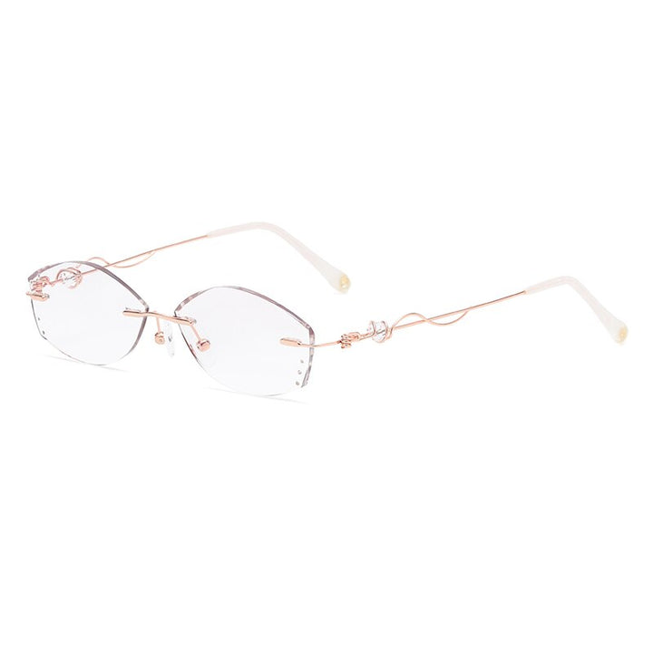 Women's Eyeglasses 88001 Alloy Rimless Diamond Cutting Rimless Zirosat golden  