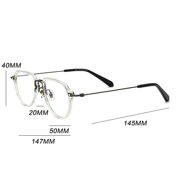 Gatenac Unisex Full Rim Square Acetate Titanium Frame Eyeglasses Gxyj631 Full Rim Gatenac   