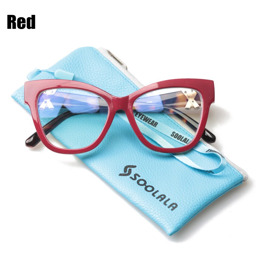 Soolala Anti Blue Light Cat Eye Reading Glasses Women With Crossed Rhinestone Eyeglass Frame 0.5 To 4.0 Reading Glasses SOOLALA Red Reading Glass +100 