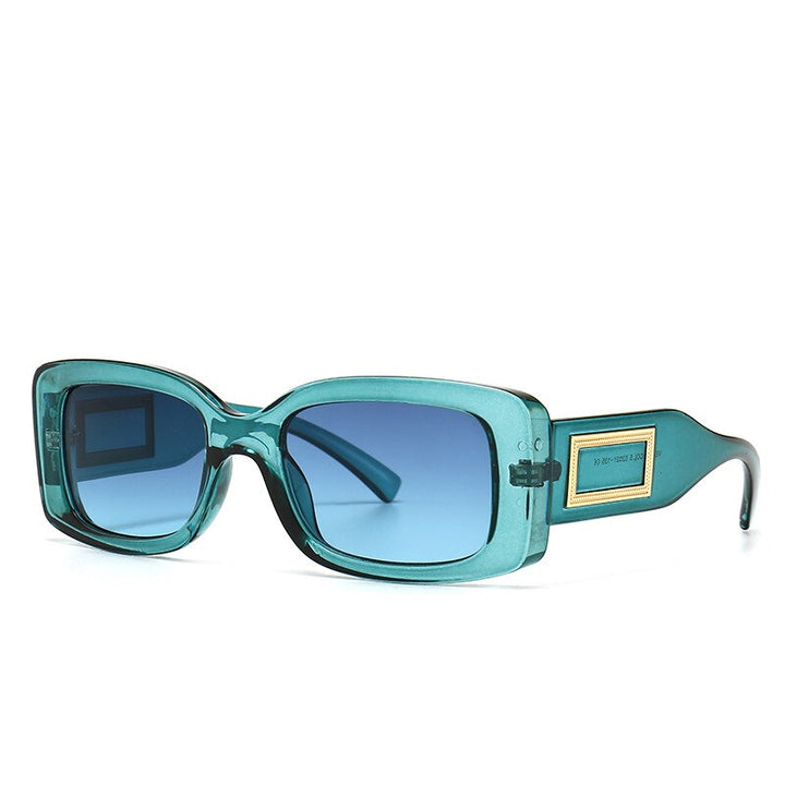 CCSpace Unisex Full Rim Rectangle Resin Frame Punk Sunglasses 46388 Sunglasses CCspace Sunglasses C8Blue  