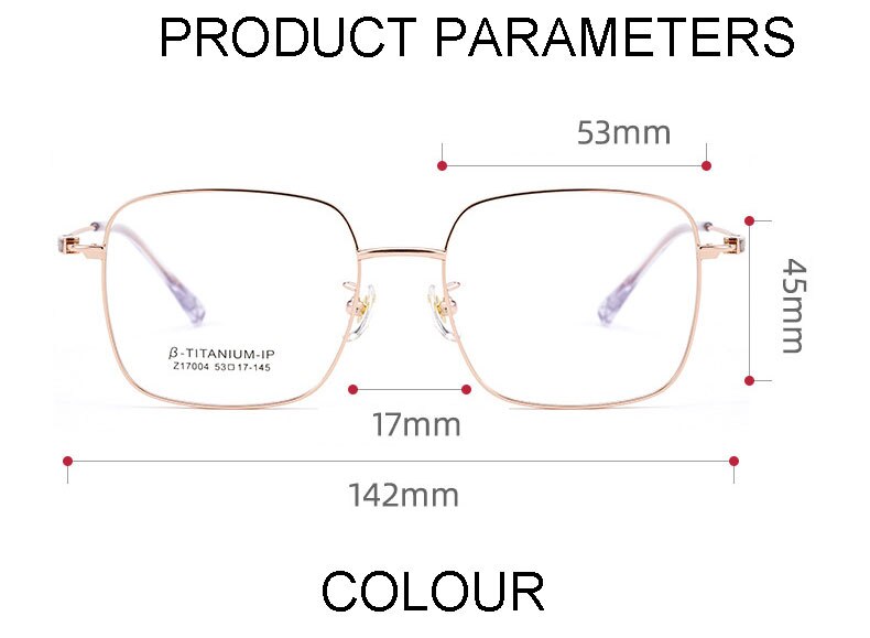 Handoer Unisex Full Rim Large Square Titanium Eyeglasses 17004 Full Rim Handoer   