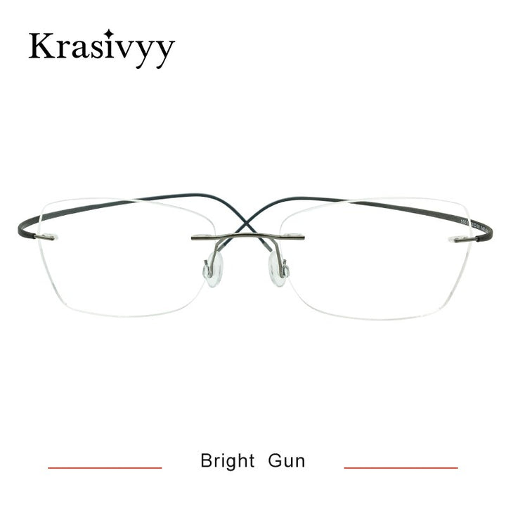 Krasivyy Unisex Rimless Square Oval Eyeglasses Kr6015 Rimless Krasivyy Bright Gun  