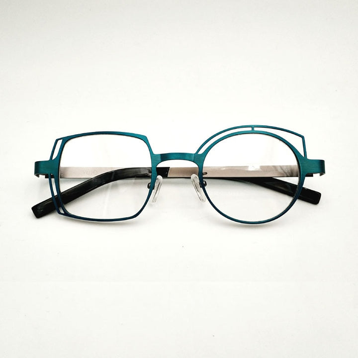 Unisex Square Round Stainless Steel Frame Reading Glasses 811010 Reading Glasses Yujo China 0 Blue