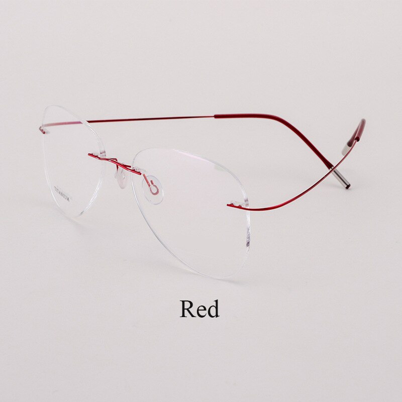 Bclear Men's Eyeglasses Titanium Rimless Lightweight Flexible 20002 Rimless Bclear Red  