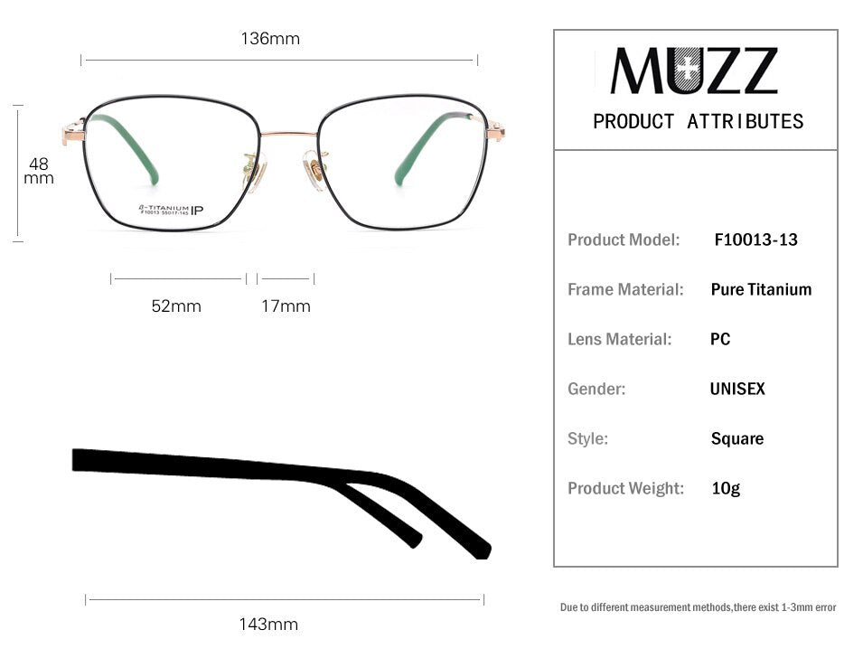 Muzz Women's Full Rim Square Polygonal Titanium Frame Eyeglasses 13 Full Rim Muzz   