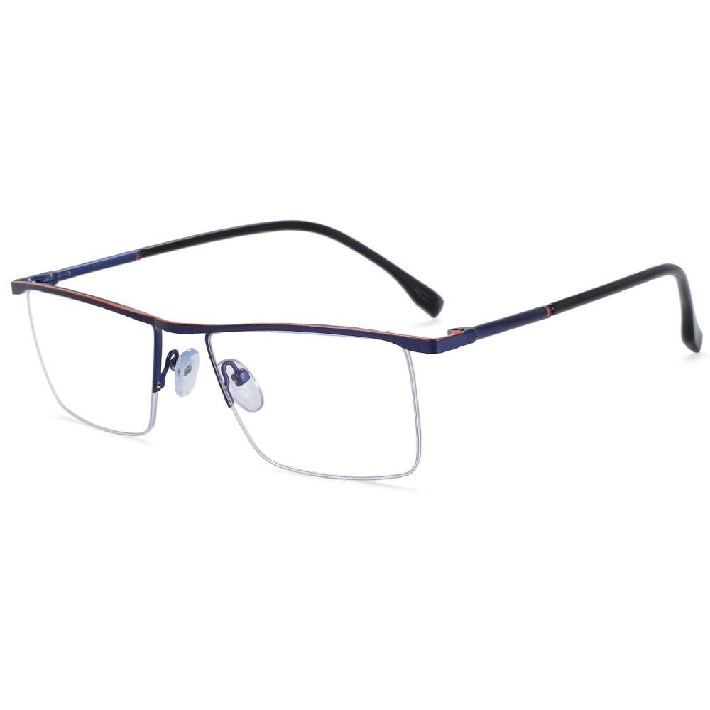 CCSpace Unisex Semi Rim Rectangle Alloy Frame Eyeglasses 54072 Semi Rim CCspace China black-blue 