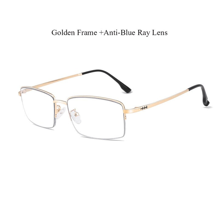 Hdcrafter Unisex Full Rim Rectangle Square Alloy Frame Eyeglasses 2332 Full Rim Hdcrafter Eyeglasses Golden  