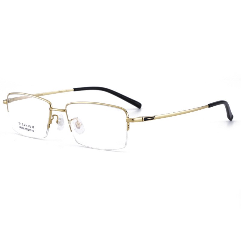Men's Half Rim Titanium Frame Eyeglasses Lr7888 Semi Rim Bclear Gold  