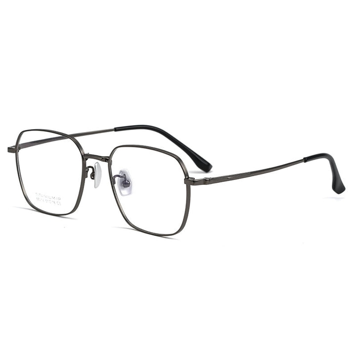 Yimaruili Unisex Full Rim Square Titanium IP Frame Eyeglasses  88318K Full Rim Yimaruili Eyeglasses Gun  