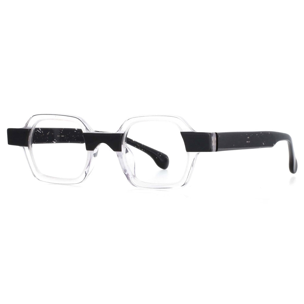 CCSpace Unisex Full Rim Square Acetate Small Punk Frame Eyeglasses 49804 Full Rim CCspace clear  