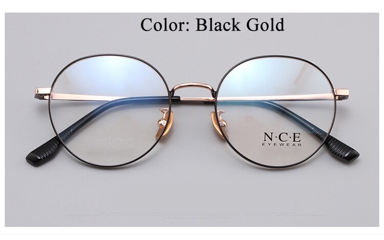 Unisex Round Full Rim Titanium Frame Eyeglasses Sc88312 Full Rim Bclear black gold  