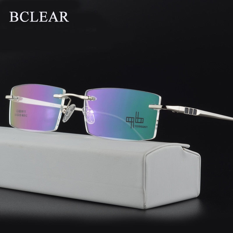 Men's Rimless Alloy Frame Eyeglasses Ztq2619 Rimless Bclear   