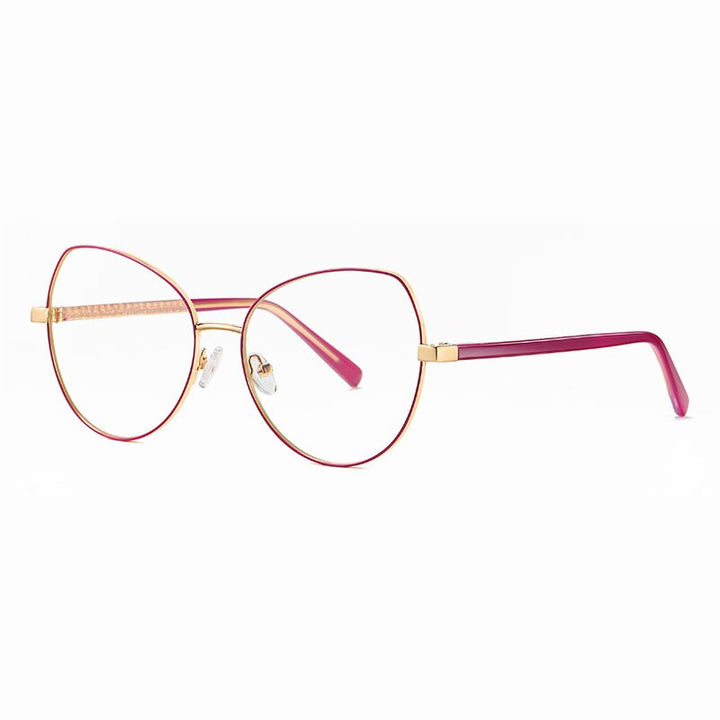 Hotony Women's Full Rim TR 90 Resin Alloy Round Frame Eyeglasses 3001 Full Rim Hotony Purple Gold  