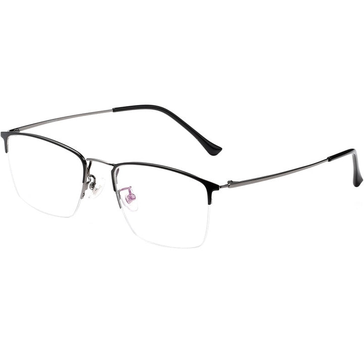 Yimaruili Unisex Semi Rim Titanium Frame Eyeglasses 8017JX Semi Rim Yimaruili Eyeglasses   