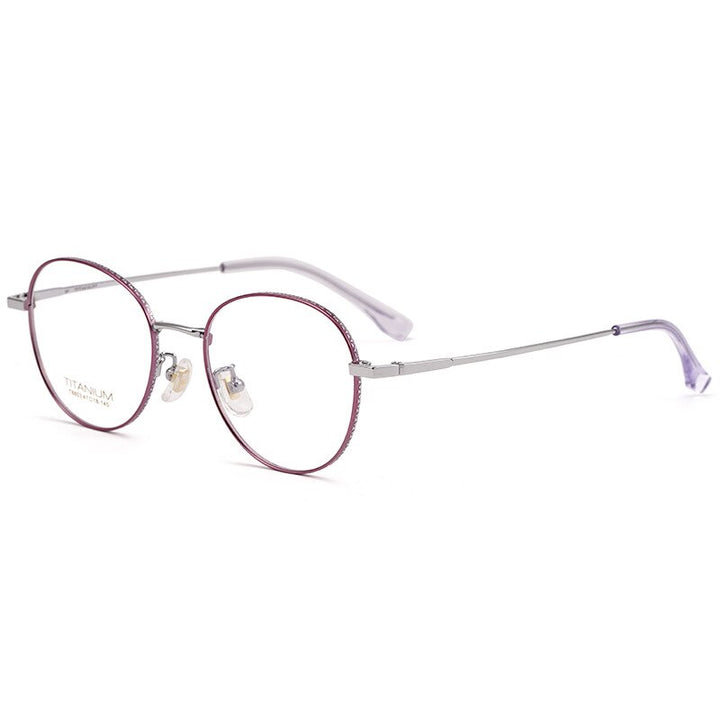 Aissuarvey Round Full Titanium Rim Frame Unisex Eyeglasses Full Rim Aissuarvey Eyeglasses Purple silver  