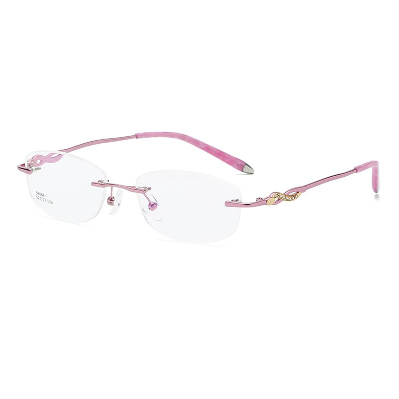 Zirosat 58068 Women's Eyeglasses Alloy Rimless Diamond Cutting Rimless Zirosat pink  
