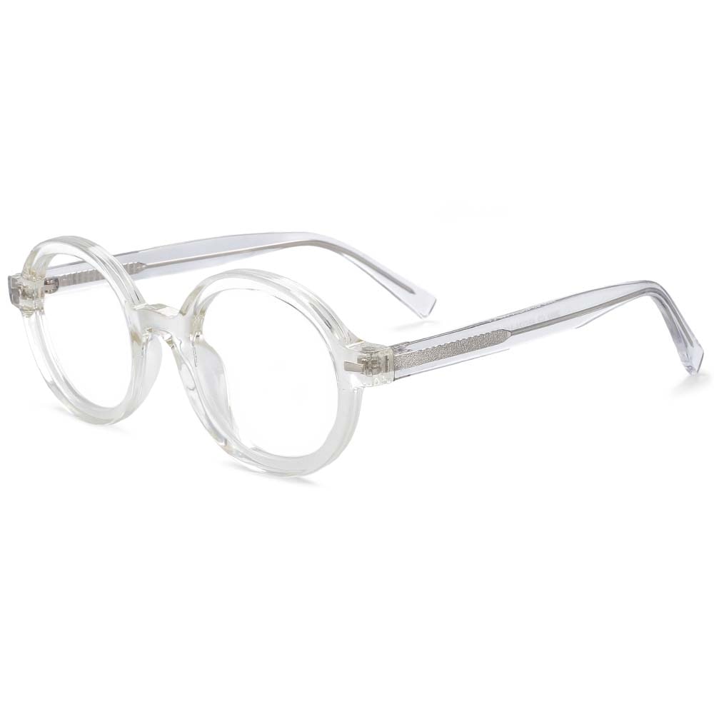 CCSpace Unisex Full Rim Round Oval Tr 90 Titanium Rivet Frame Eyeglasses 54026 Full Rim CCspace transparent  