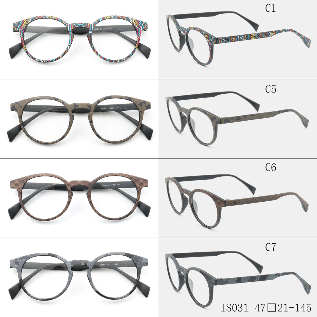 CCSpace Unisex Full Rim Round Tr 90 Titanium Frame Eyeglasses 49983 Full Rim CCspace   