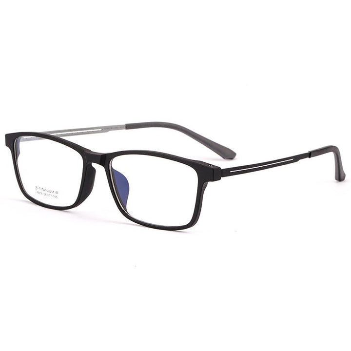 Yimaruili Men's Full Rim TR 90 Resin β Titanium Frame Eyeglasses 8816 Full Rim Yimaruili Eyeglasses Black Gray  