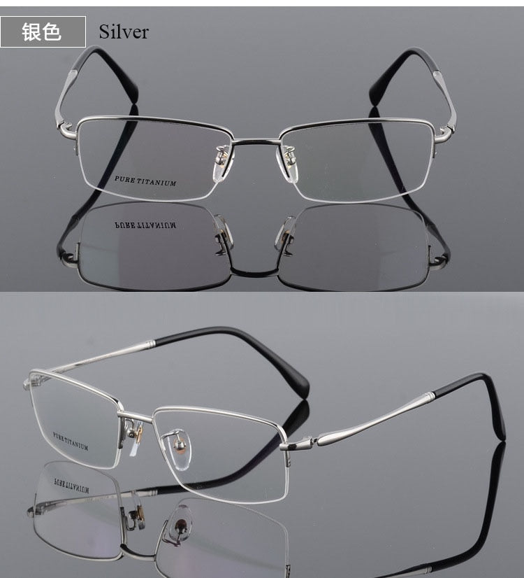 Men's Square Semi Rim Titanium Frame Eyeglasses 8296 – FuzWeb