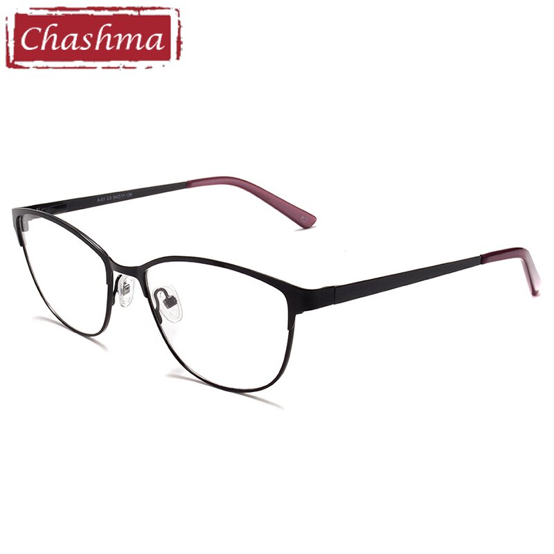 Women's Full Rim Cat Eye Alloy Frame Ultra Light Eyeglasses A51 Full Rim Chashma Black  