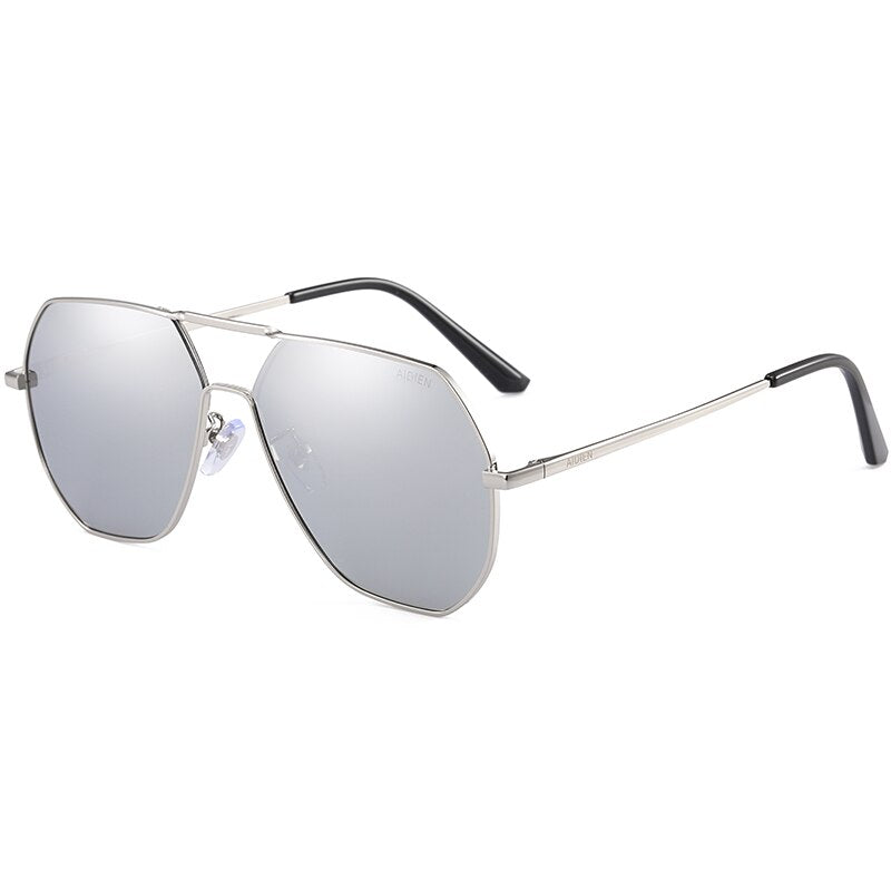 Aidien Men's Full Rim Hexagon Alloy Frame Myopic Sunglasses 8692 Sunglasses Aidien Silver 0 