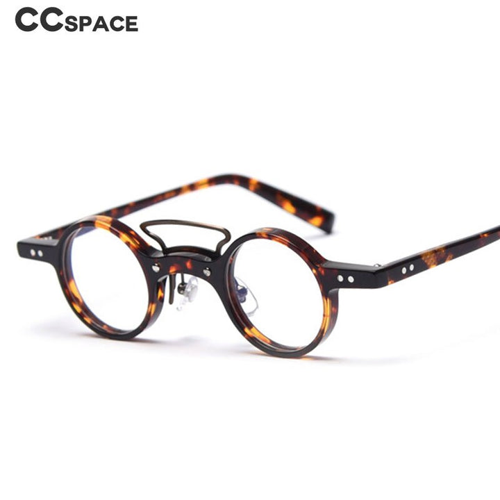 CCSpace Unisex Full Rim Round Acetate Punk Double Bridge Frame Eyeglasses 49805 Full Rim CCspace   
