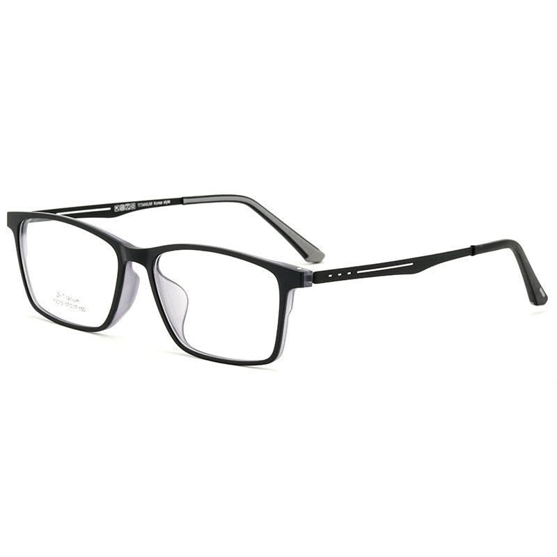 Hdcrafter Men's Full Rim Square Titanium Frame Eyeglasses Y2012 Full Rim Hdcrafter Eyeglasses Black  