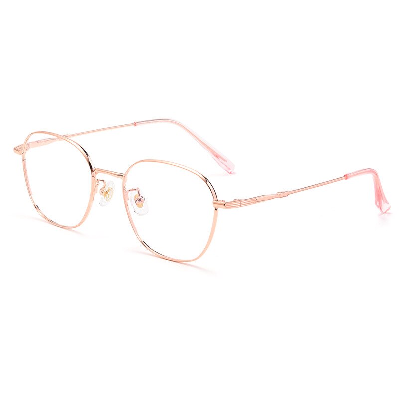 KatKani Unisex Full Rim Round β Titanium Alloy Square Frame Eyeglasses 0253308 Full Rim KatKani Eyeglasses Rose Gold  