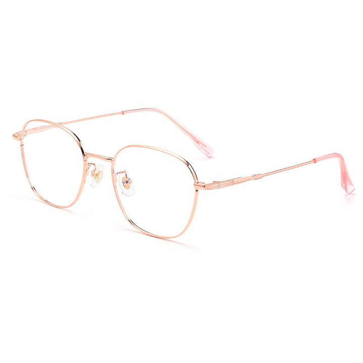 KatKani Unisex Full Rim Round β Titanium Alloy Square Frame Eyeglasses 0253308 Full Rim KatKani Eyeglasses Rose Gold  